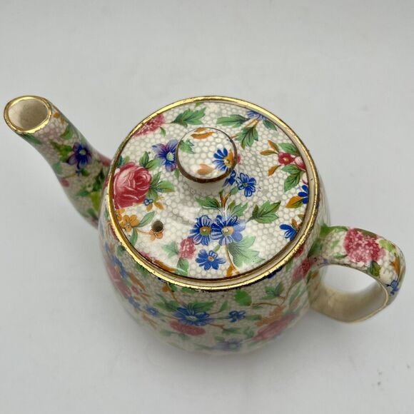 Vintage Royal Winton Teapot England Grimwades Old Cottage Chintz Pre 1960 1 Cup - Picture 5 of 16